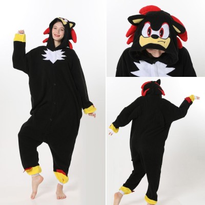 Black Hedgehog Onesie Kigurumi Cartoon Pajamas For Adults Halloween Costume 