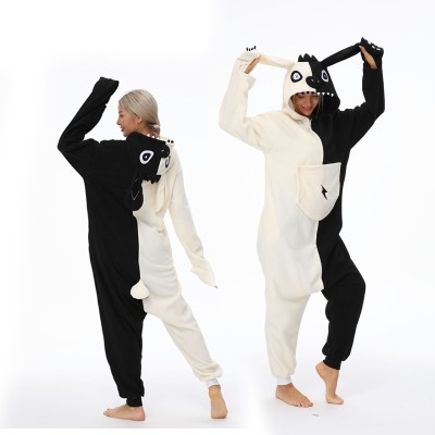 New Black Monokuma Onesie Kigurumi Pajama Costume For Adult 