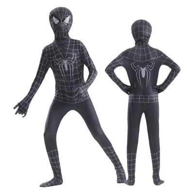 Black Spider-Man Jumpsuit For Halloween Kids Cosplay Costumes