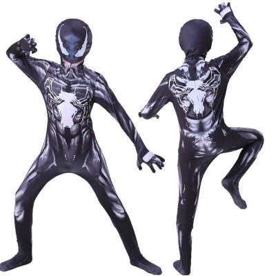 Black & White Venom Jumpsuit For Kids Halloween Cosplay Costumes