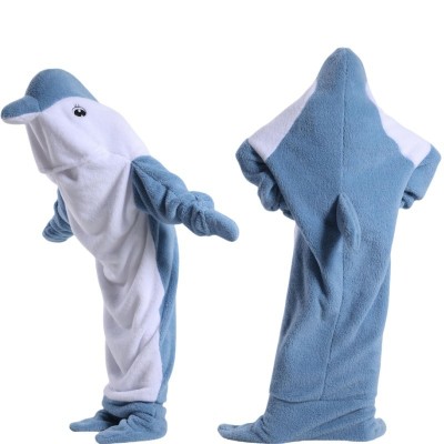 Blue Dolphin Wearable Hoodie Sleeping Bag For Adults & Kids Super Soft Cozy Costume