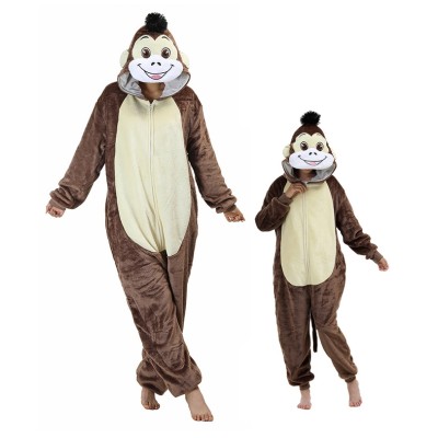 Brown Folkloric Monster Matching Family Onesie Kigurumi For Halloween Adults & Kids Costumes