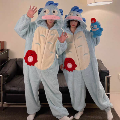 Cute Clownfish Hooded Coral Fleece Onesie Pajama For Couples Matching Halloween Costumes