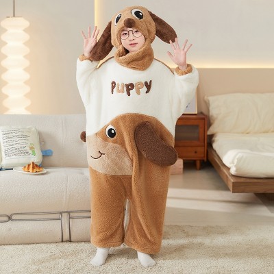 Cute Puppy Onesie Coral Fleece Pajamas For Halloween Kids Costumes