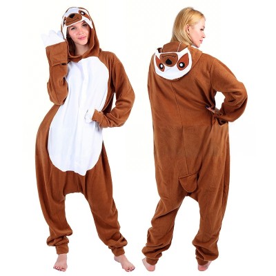 Dark Brown Sloth Onesies Kigurumi Pajamas For Adults Halloween Animal Costumes