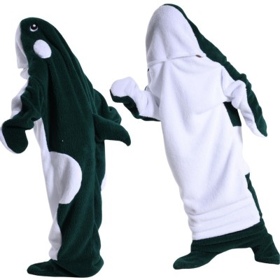 Dark Green Whale Hoodie Onesie Soft Cozy Wearable Blanket For Adults & Kids Costumes