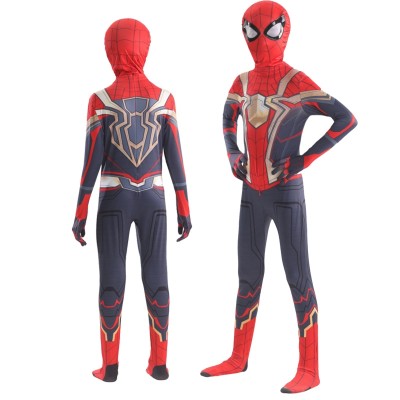 Gold Iron Spider Man Bodysuit For Kids Halloween Cosplay Costume