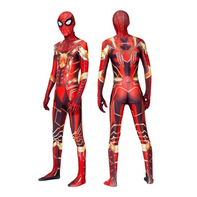 Golden Armored Spider-Man Men's Jumpsuit For Adult Halloween Cosplay Costume