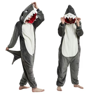  Halloween New Animal Gray Megalodon Onesie Kigurumi Pajamas For Adult