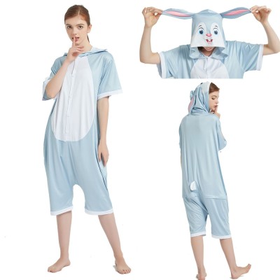 Grey Rabbit Short Sleeve Hoodie Kigurumi Onesie Pajamas