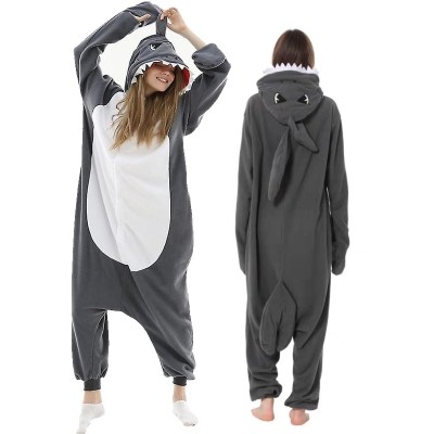 Grey Shark with Fin Adult Onesie Pajamas For Halloween Kigurumi Costumes