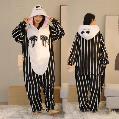 Halloween Adult Female Jack Skellington Onesie Kigurumi Pajamas 