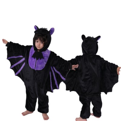 Kids Animal Black Bat Onesie Kigurumi Pajamas Costume For Halloween