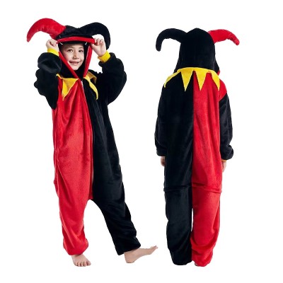Kids Flannel Cartoon Clown Onesie Kigurumi Pajamas For Halloween