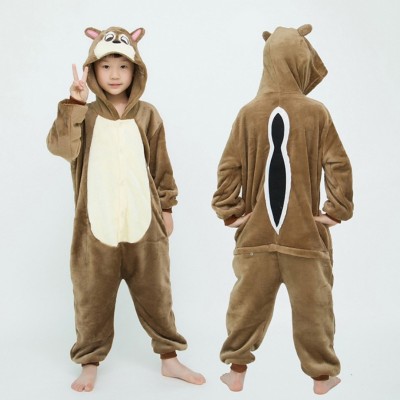 Chipmunk Onesie Kigurumi Pajama For Kids Halloween Animal Costumes 