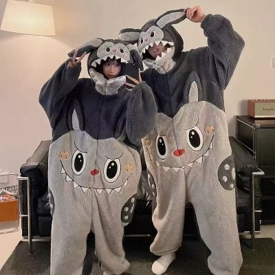 Labubu Onesie Kigurumi Cartoon Animal Hoodie Pajamas For Halloween Couples Costumes