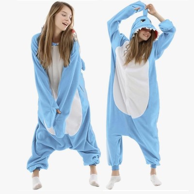 Light Blue Shark with Fin Onesie Pajamas For Halloween Adult Kigurumi Costumes