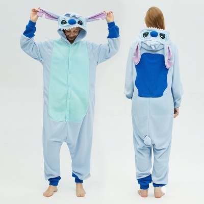 New Light Blue Stitch Onesies Kigurumi For Adults Halloween Cartoon Costumes