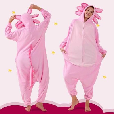 New Pink Axolotl Onesie Kigurumi For Halloween Adults Costumes