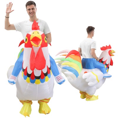 Inflatable Rooster Costume Blow Up Funny Riding Halloween Christmas Party Outfit  For Kids