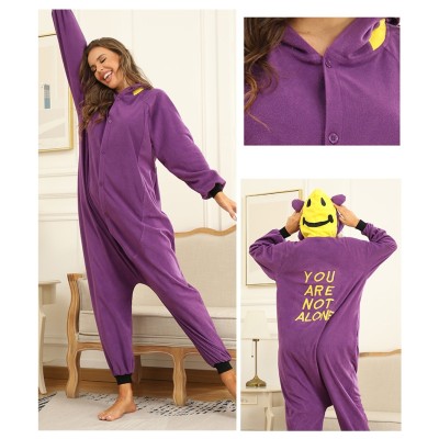 Purple Smiling Face Bear Kigurumi Onesie Pajamas Cartoon Cosplay Costume For Adult
