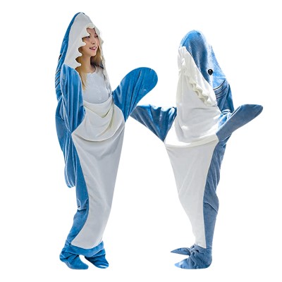 Light Blue Shark Blanket Adult Super Soft Hoodie Sleeping Bag Loose Onesie Pajamas