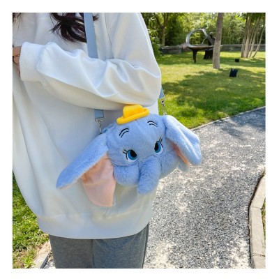 Elephant with Big Ears Cartoon Soft Cute Plush Cross-Body Bag 