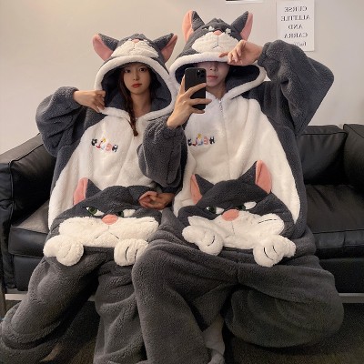 Lovely Cat Onesie Christmas Kigurumi Matching Pajamas For Couples