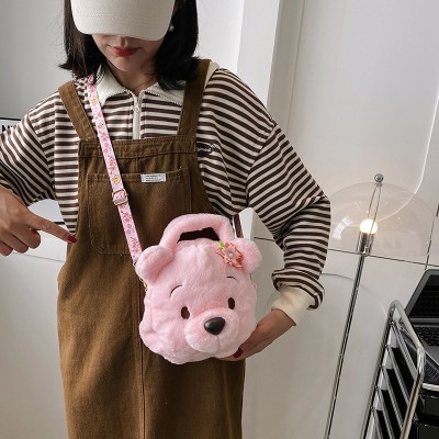 Sweet Pink Bear Plush Girly Leisure Cross Body Pupu Bag