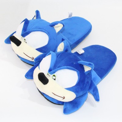 Blue Sonic the Hedgehog Plush Stuffed Warm Slippers 