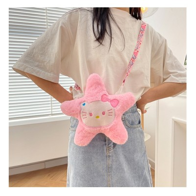 Japanese Fresh Girls Cartoon KT Cat Plush Doll Star Small Shoulder Bag
