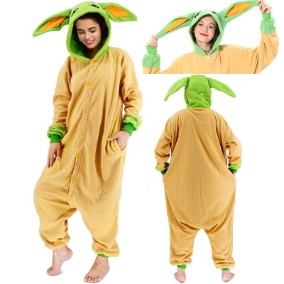 Baby Yoda Onesie Kigurumi Funny Cartoon Pajama Cosplay Costume For Adult