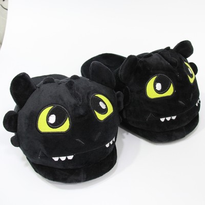 Black Dragon Indoor Plush Stuffed Leisure Slippers