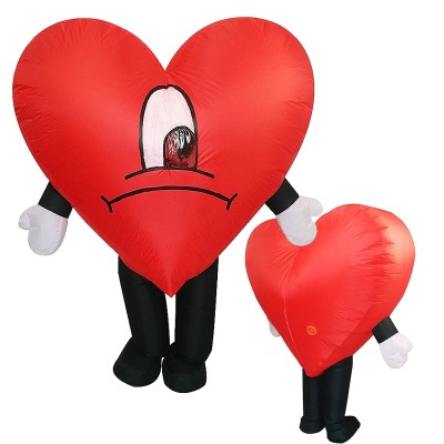 Inflatable Red Heart Costume Blow Up Halloween Party Outfit For Adult
