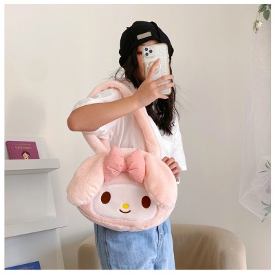 Pink Girly Heart Melody Plush Large Capacity Tote Bag 