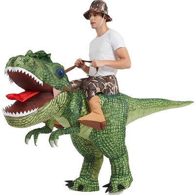 Inflatable Dinosaur Riding Costume Blow Up Halloween Party Outfit For Adult