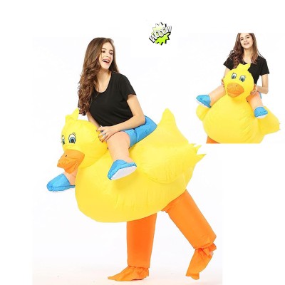 Inflatable Yellow Duck Costume Blow Up Funny Riding Halloween Costumes For Adult & Kids
