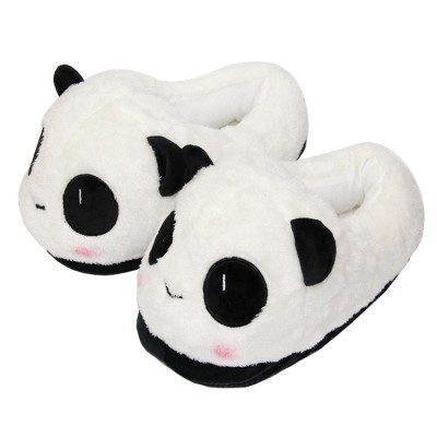 Cartoon Cute Panda Plush Stuffed Indoor Couple Slippers Shoes