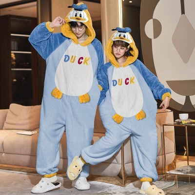 Lovely Duck Onesie Kigurumi Matching Pajamas For Couples Christmas Sleepwear