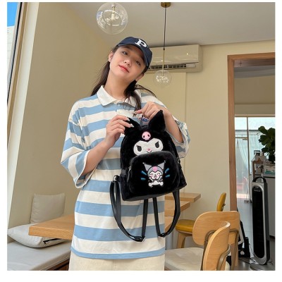Black Kuromi Plush Fashion Cartoon Teens School Backpack