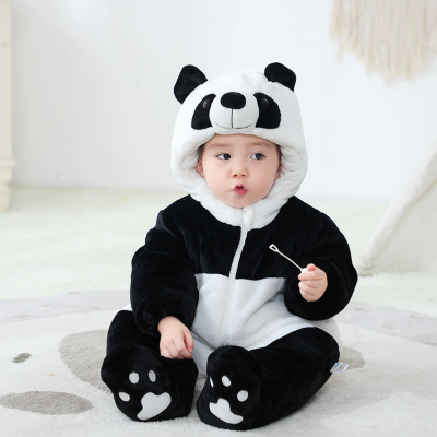 Panda Sherpa-Lined Baby Romper For Infants & Toddlers Halloween Animal Costumes