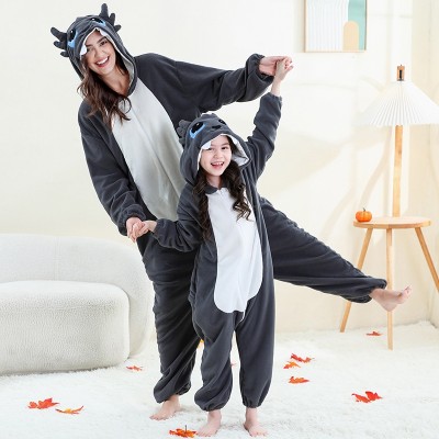 Cartoon Animal Black Dragon Onesie Kigurumi Pajamas For Adult & Kids