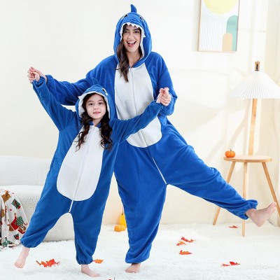 Halloween Cartoon Blue Shark Onesie Kigurumi Pajamas For Adult & Kids