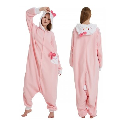 Adult Pink Hello Kitty Cat Onesie Kigurumi Lovely Cartoon Animal Costumes