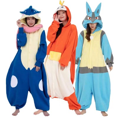 Pokemon Greninja Fuecoco Lucario Onesies Kigurumi For Adults Halloween Couples Costumes 