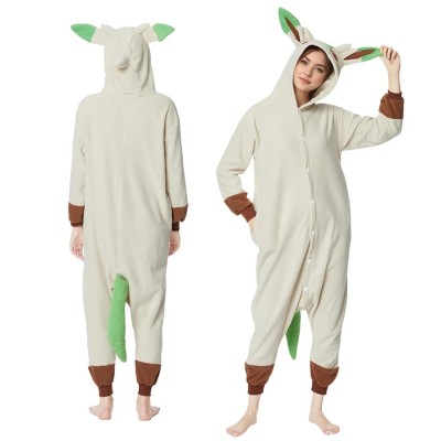  Pokemon Leafeon Onesie Kigurumi Cartoon Pajamas For Halloween Adults Costumes