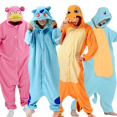 Pokemon Slowpoke Bulbasaur Charmander Squirtle Onesies Kigurumi For Adults Halloween Couples Costumes 