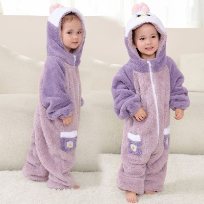 Purple Donald Duck Baby Romper Infants Onesie Kigurumi For Hallowee Costumes