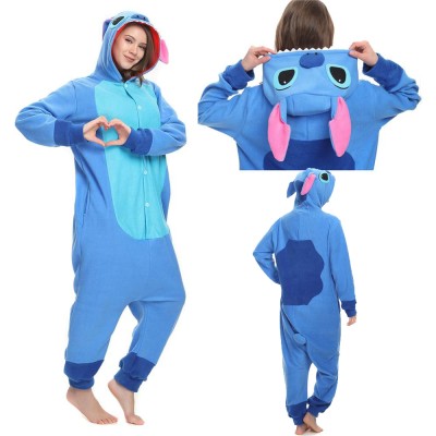 Unisex Cute Blue Stitch Onesie Kigurumi Animal Pajama For Adults