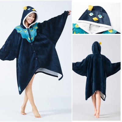 Thick Fleece Oversized Hoodie Sweatshirt Winter Warm TV Wearable Cardigan Suit